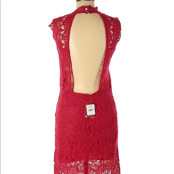 NWT Intimately Free daydream cherry lace open back mini dress - Picture 3 of 7